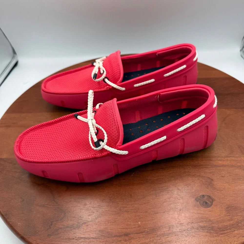 SWIMS Men Braided Lace Loafer Campari Red Water Resistant Shoes 21215-903 Size 7